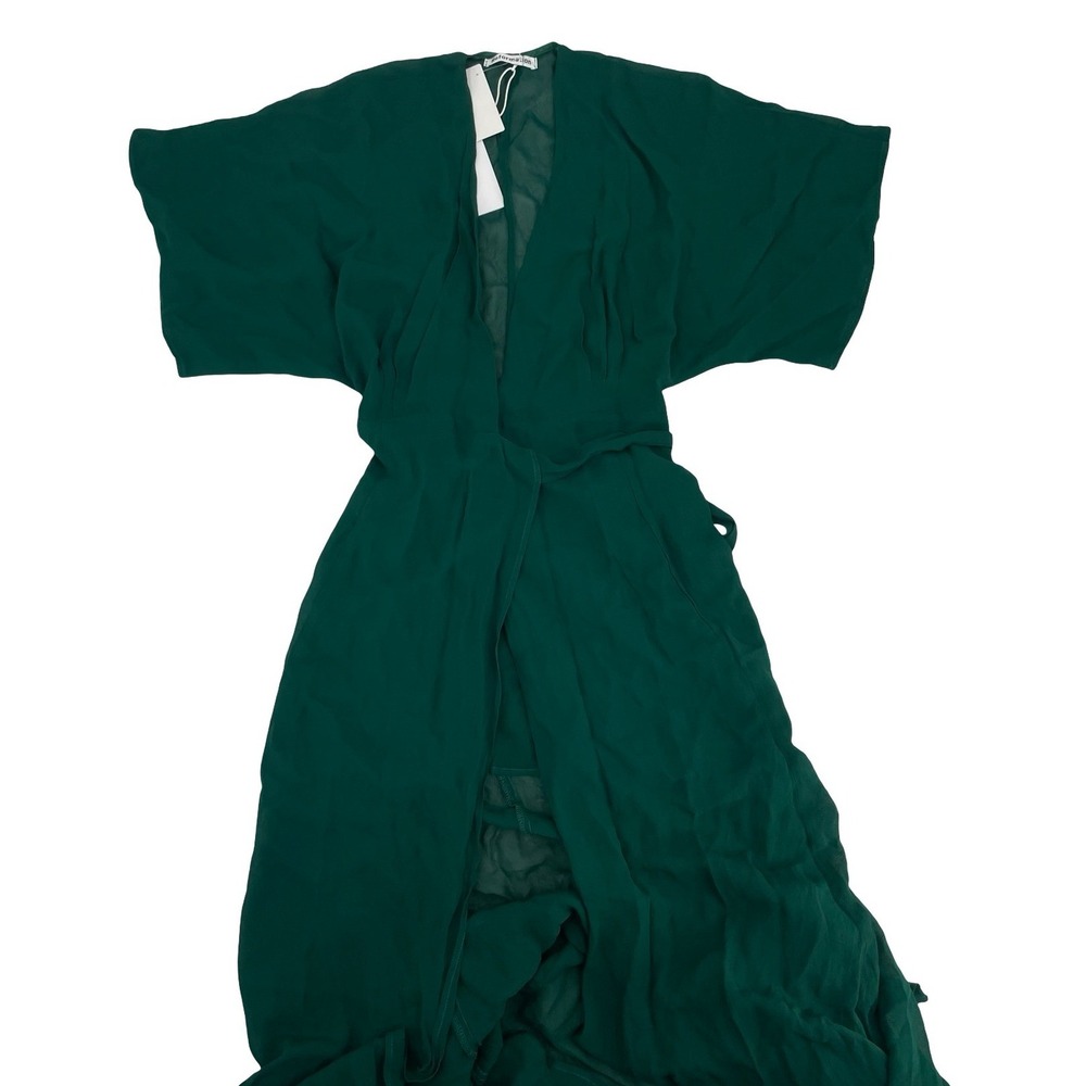 Reformation Women's Dress Winslow Wrap Emerald Viscose XS